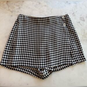 Reformation Black and White Skort with Gingham Pattern